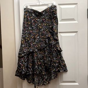 Loft Ruffle Midi Skirt sz L